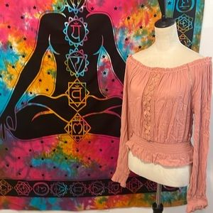 H&M boho pink top NWT!
